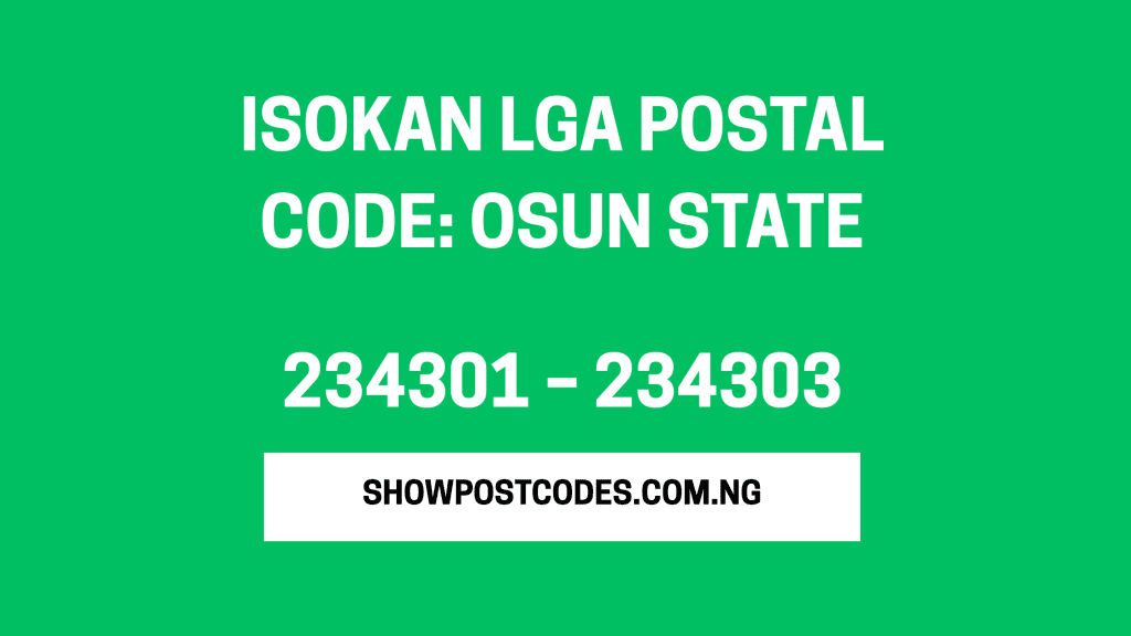 Isokan LGA Postal Code: Osun State